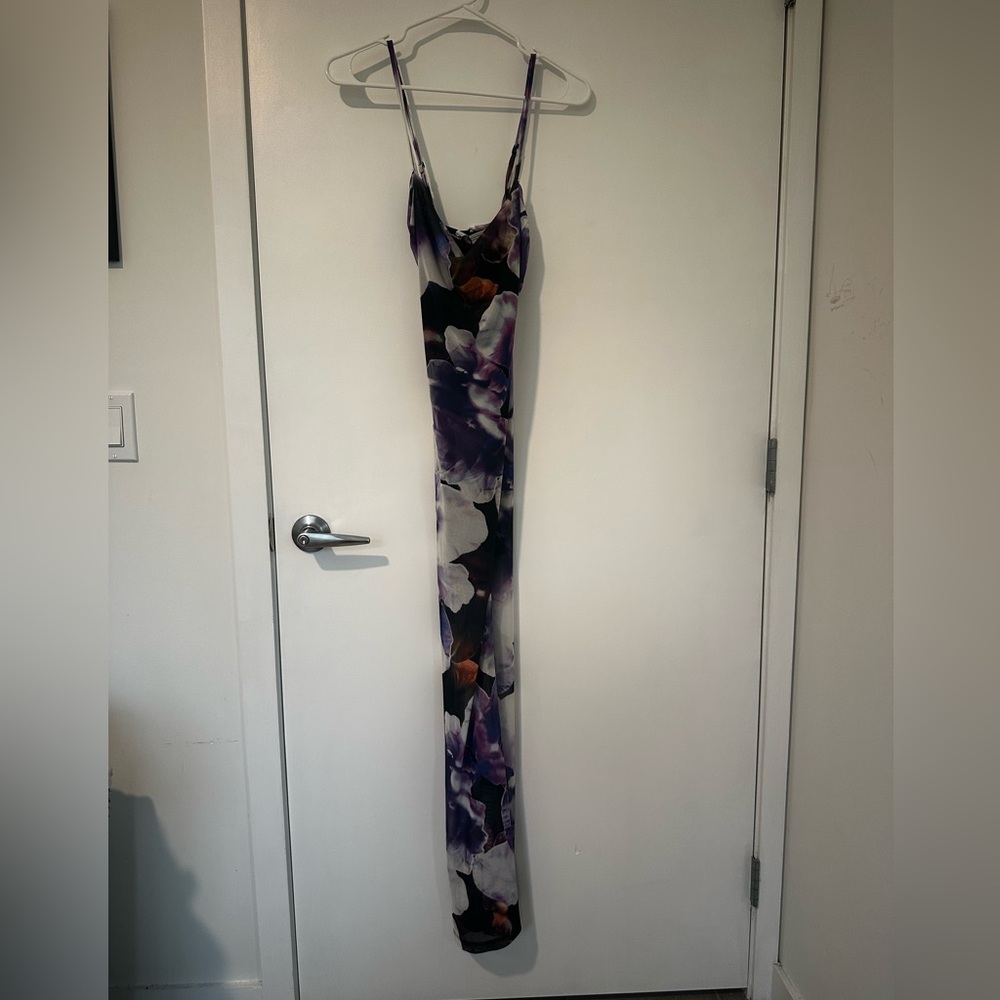 Floral Maxi Dress - Purple and Black